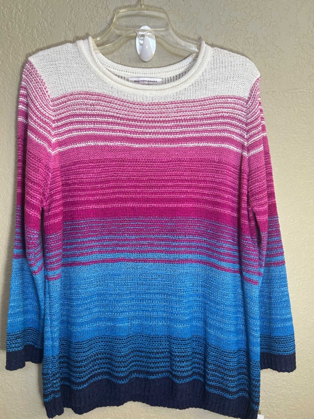 ALLISON DALEY Rainbow Hombre Loose Weave Oversized Spring Sweater New With Tags